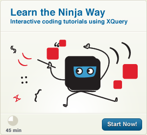 Learn the Ninja Way. Interactive coding tutorials using XQuery