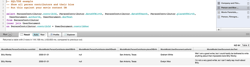 Query Console Screenshot 1 Query Console Screenshot
