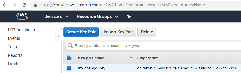 Create key pairs