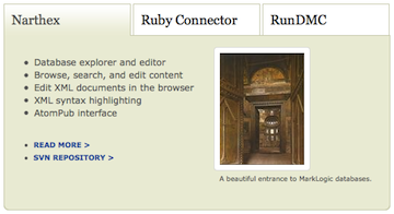 screenshot of tabbed features menu