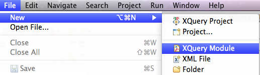 File > New > XQuery Module