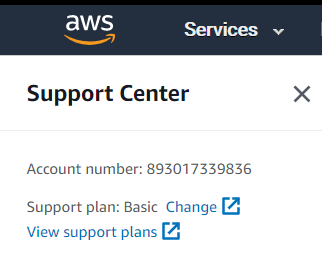 AWS Support Center with Account Number