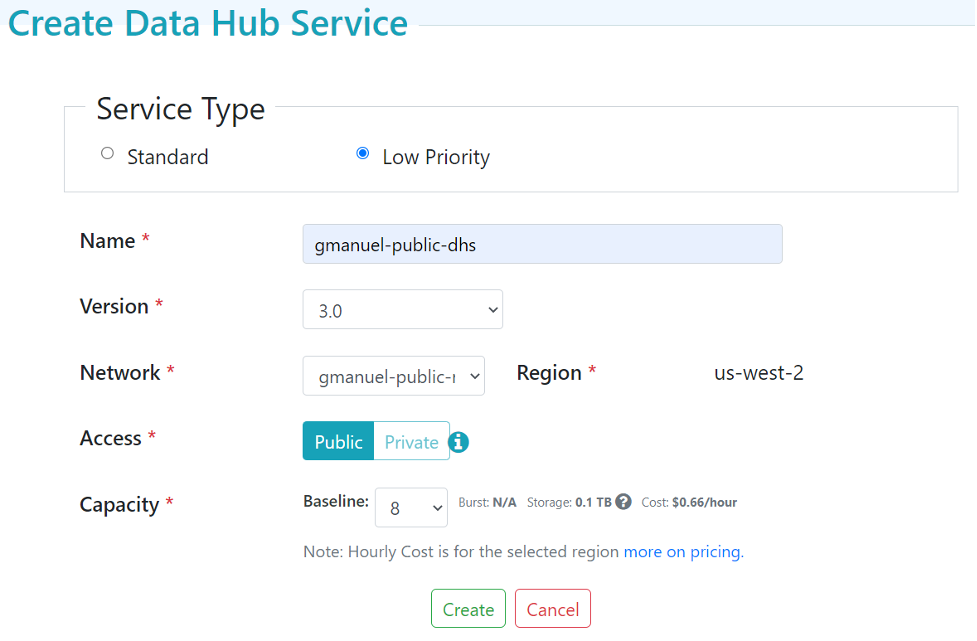 Create Data Hub Service