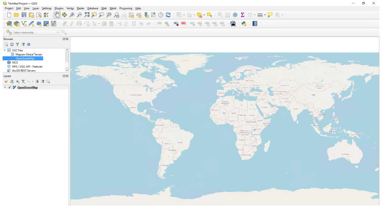 Default map of world in QGIS